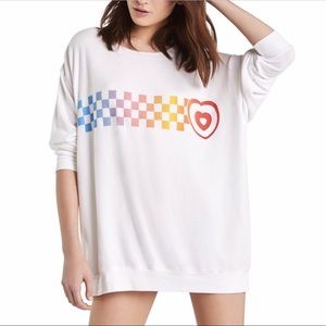 Wildfox baggy beach jumper Rainbow heart